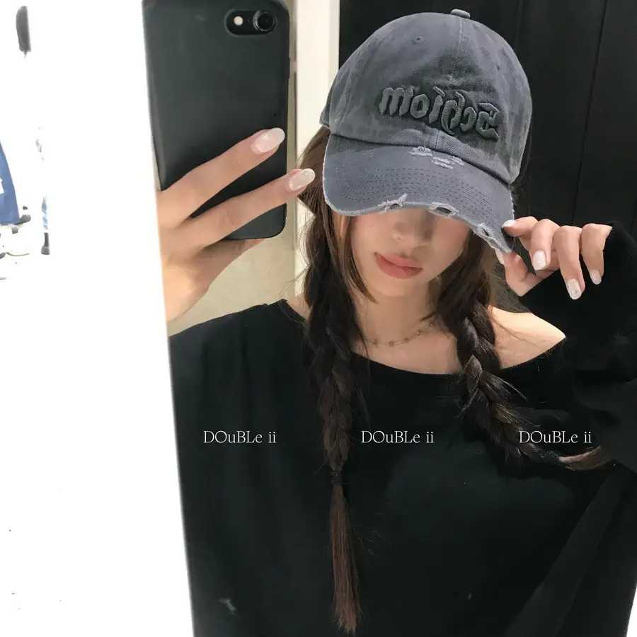 Women Distressed Baseball Cap Spring Autumn Double I - Image 5