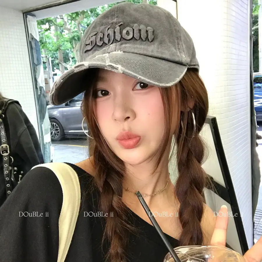 Women Distressed Baseball Cap Spring Autumn Double I - Image 7