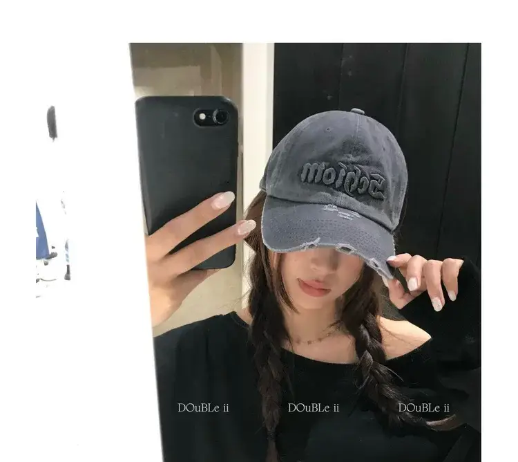 Women Distressed Baseball Cap Spring Autumn Double I — feature 1