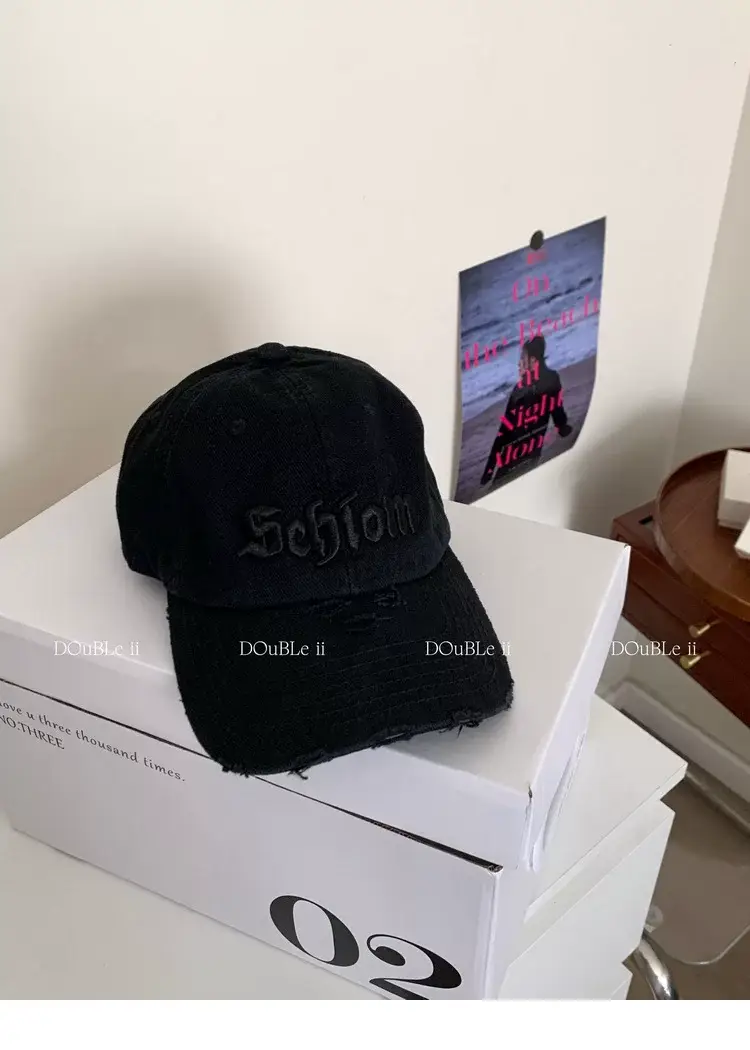 Women Distressed Baseball Cap Spring Autumn Double I — feature 11