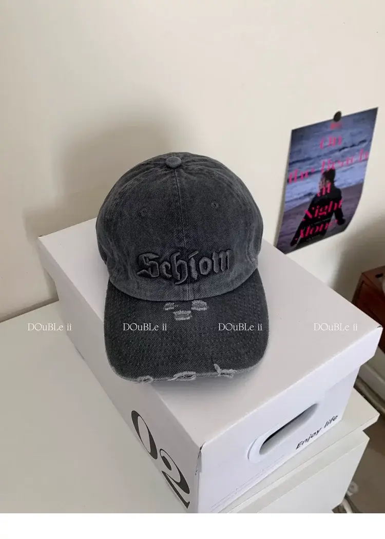 Women Distressed Baseball Cap Spring Autumn Double I — feature 12