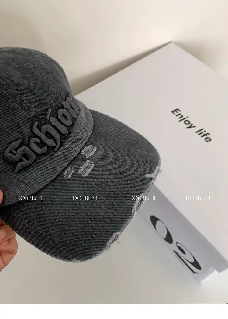 Women Distressed Baseball Cap Spring Autumn Double I — feature 13