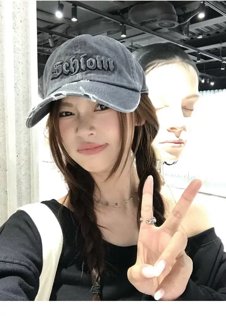 Women Distressed Baseball Cap Spring Autumn Double I — feature 16