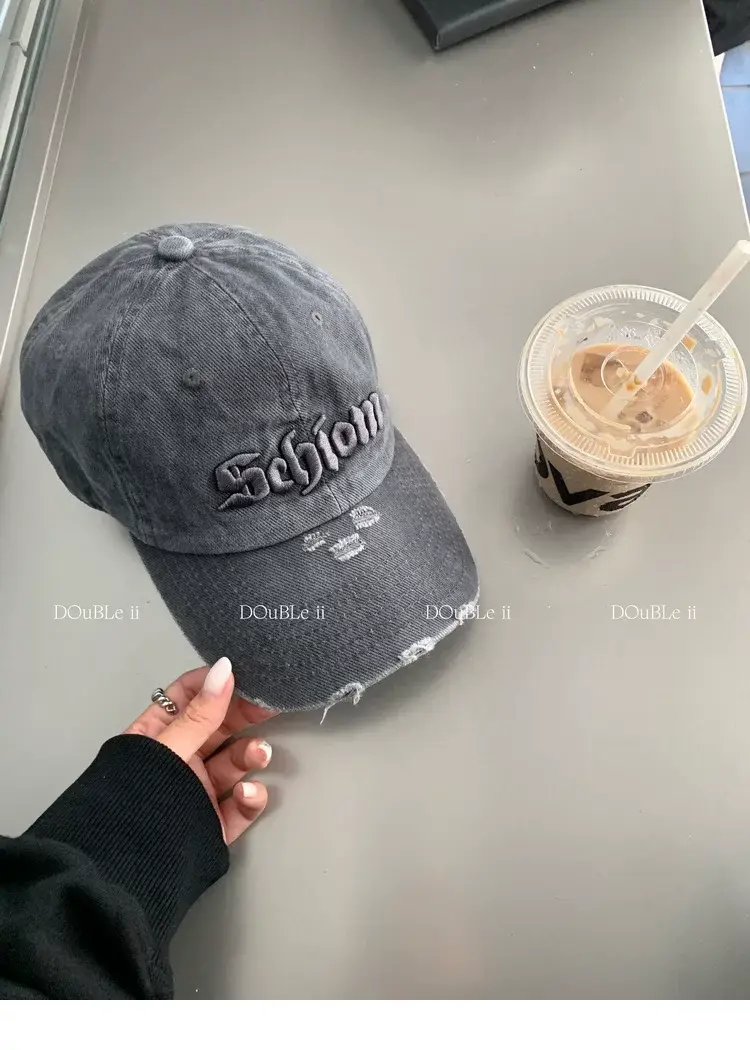 Women Distressed Baseball Cap Spring Autumn Double I — feature 17