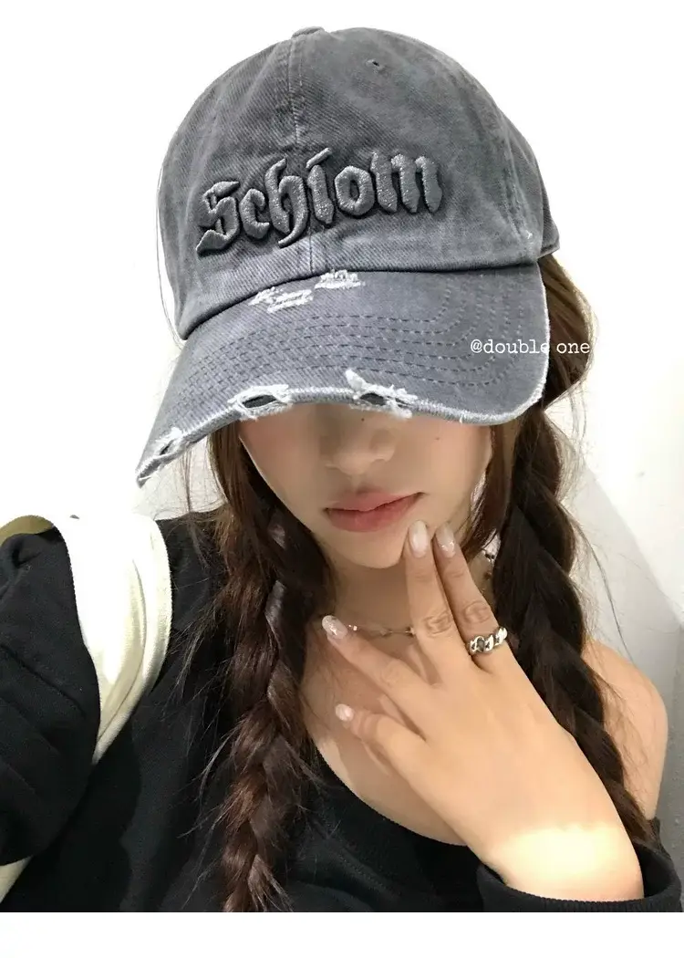 Women Distressed Baseball Cap Spring Autumn Double I — feature 18