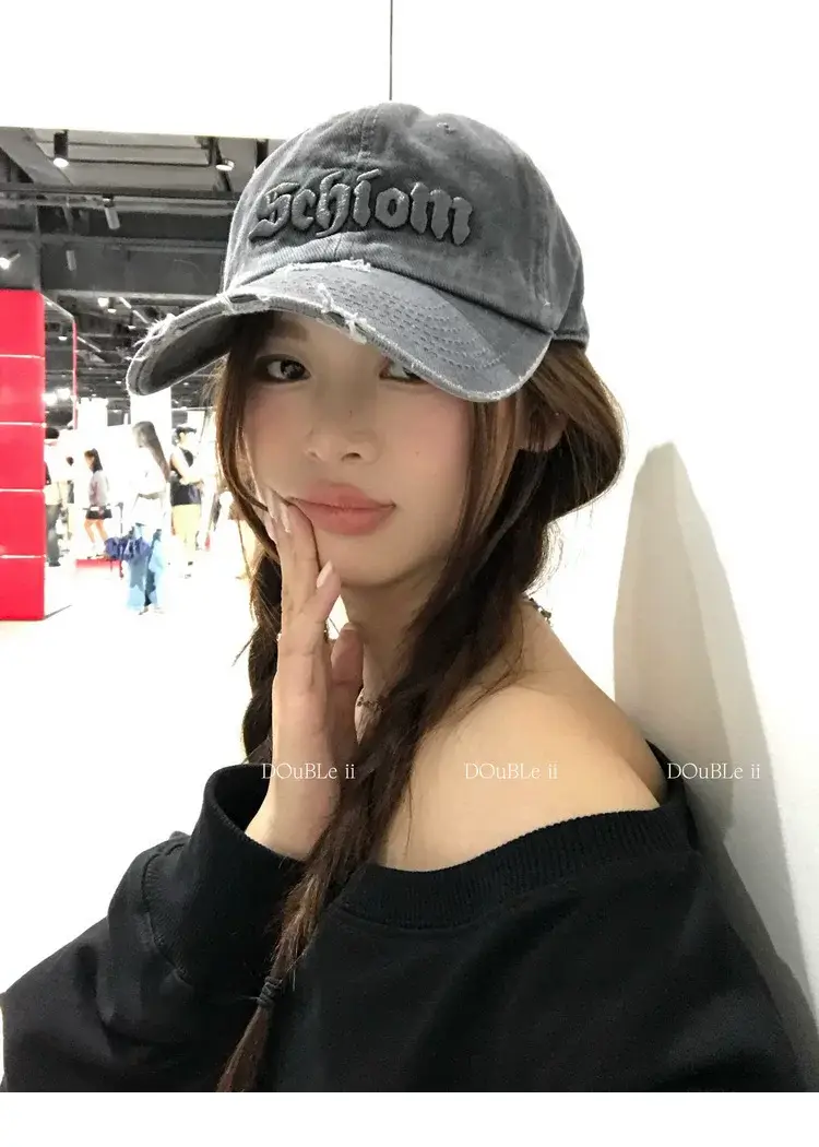 Women Distressed Baseball Cap Spring Autumn Double I — feature 19