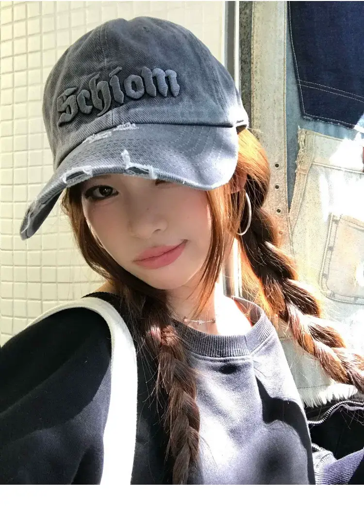 Women Distressed Baseball Cap Spring Autumn Double I — feature 5