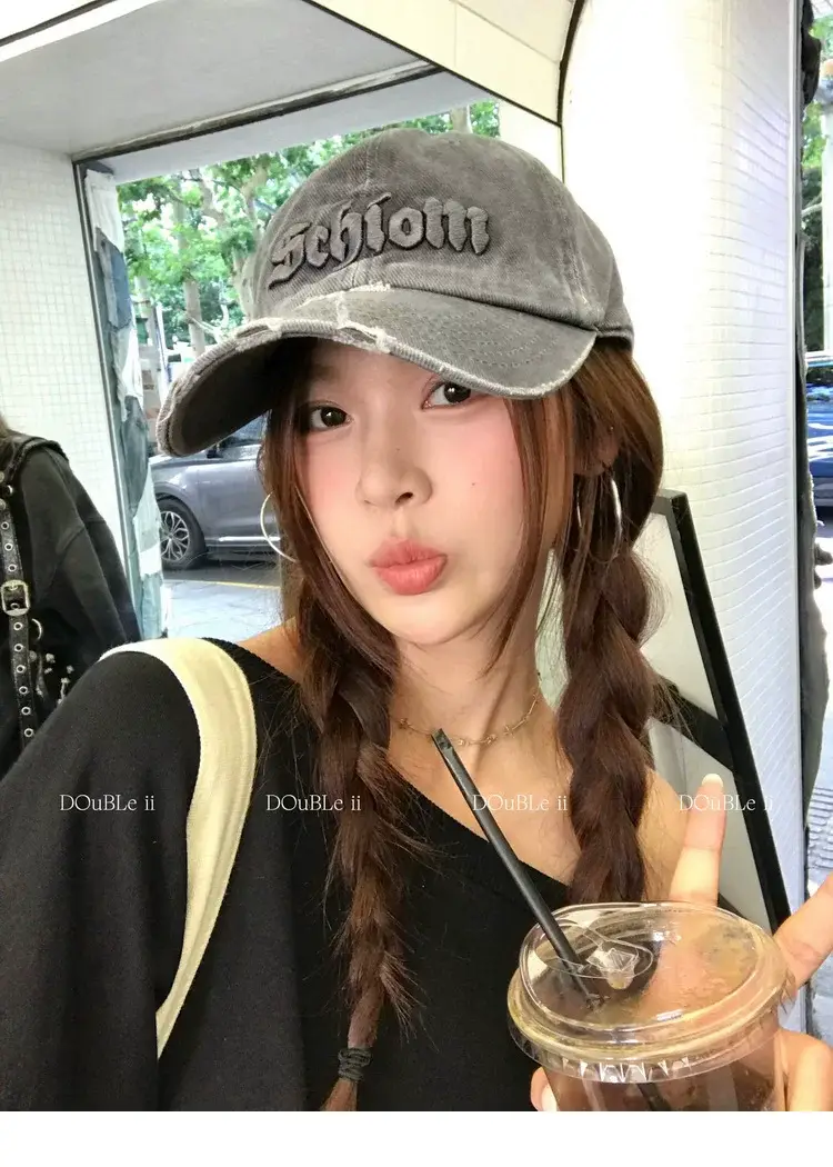 Women Distressed Baseball Cap Spring Autumn Double I — feature 8