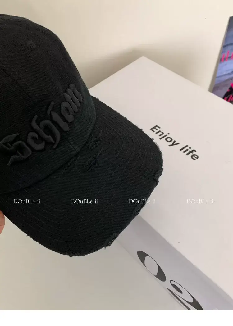 Women Distressed Baseball Cap Spring Autumn Double I — feature 9