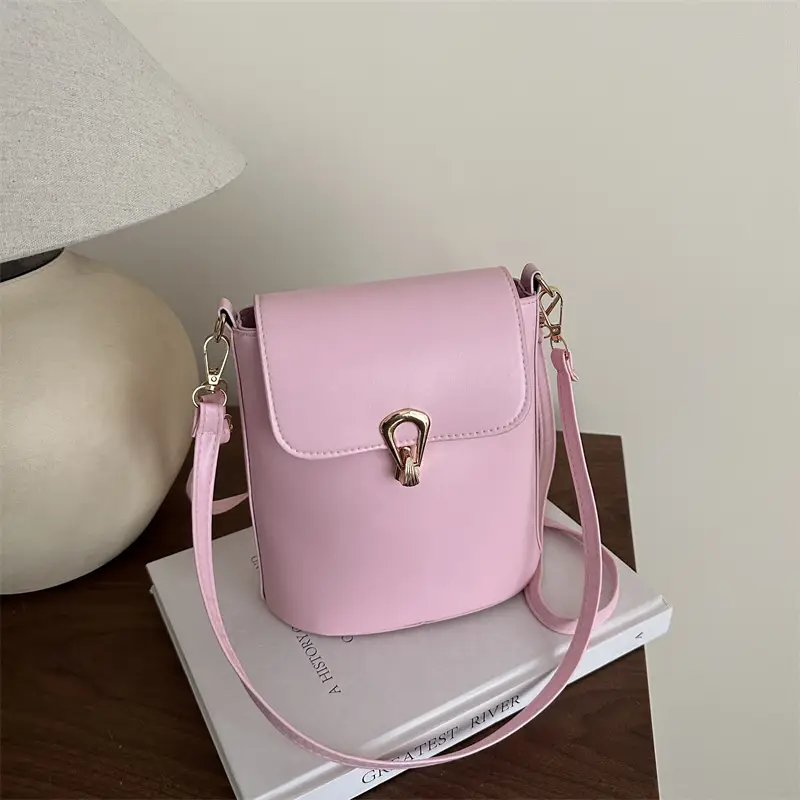 Pink Textured Shoulder Crossbody Bag for Women - Image 6