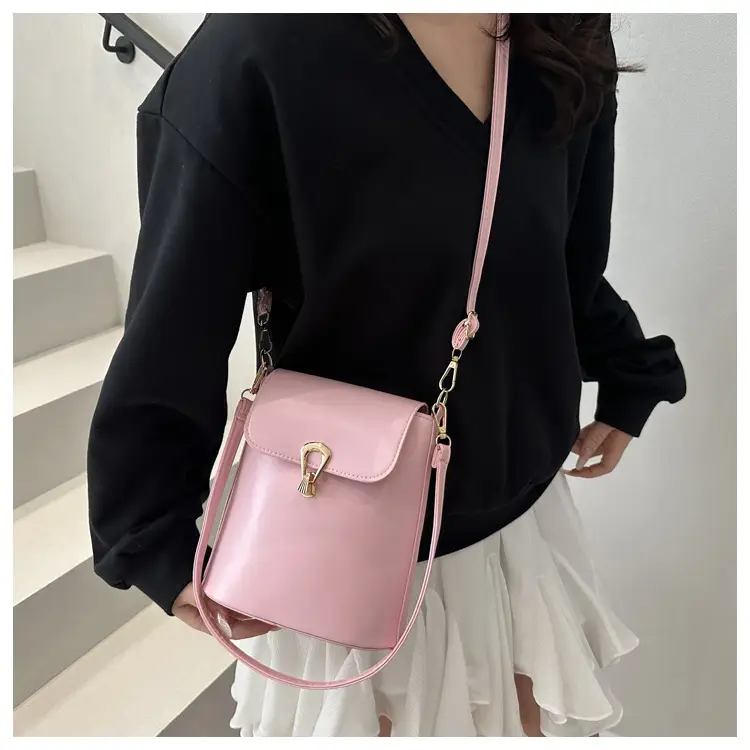 Pink Textured Shoulder Crossbody Bag for Women — feature 11