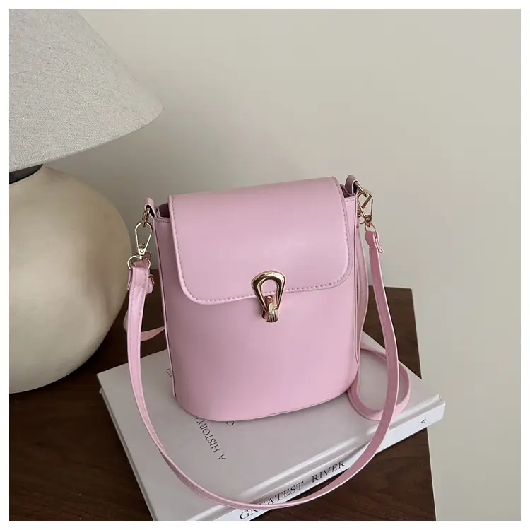Pink Textured Shoulder Crossbody Bag for Women - Image 3