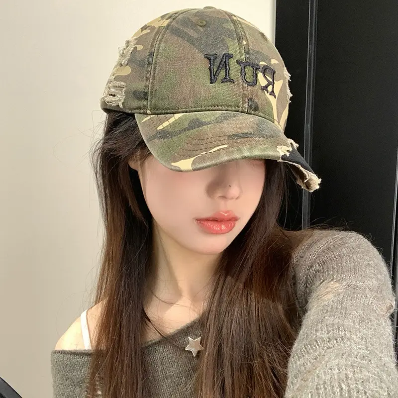 Women's American Style Camo Baseball Cap with Embroidered Design - Image 3