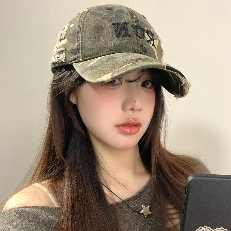 Women's American Style Camo Baseball Cap with Embroidered Design - Image 4
