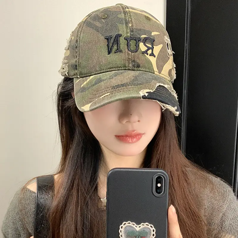 Women's American Style Camo Baseball Cap with Embroidered Design - Image 5