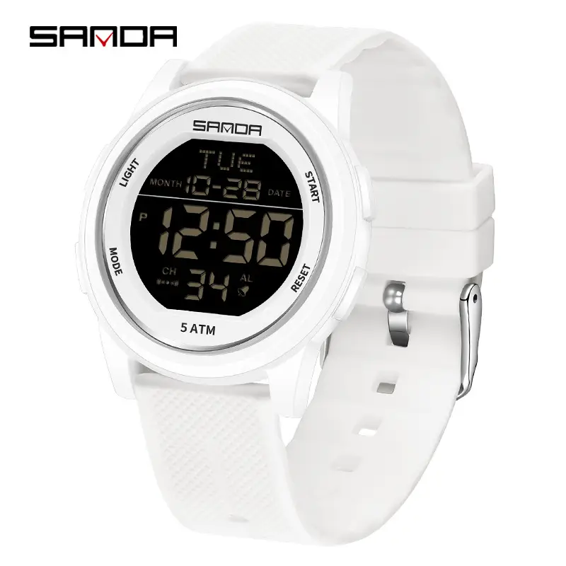 Sanda Digital Alarm Clock Watch Blue Silicone Strap - Image 10