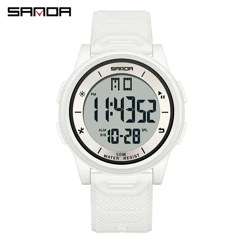 Sanda Digital Alarm Clock Watch Blue Silicone Strap - Image 15