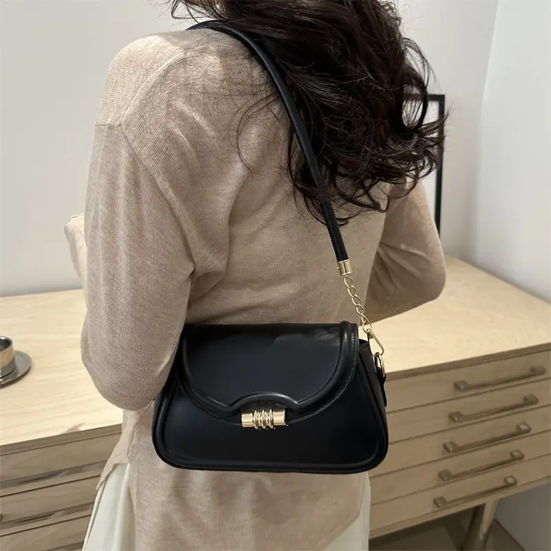 White Underarm Latch Shoulder Crossbody Bag for Women - Image 7