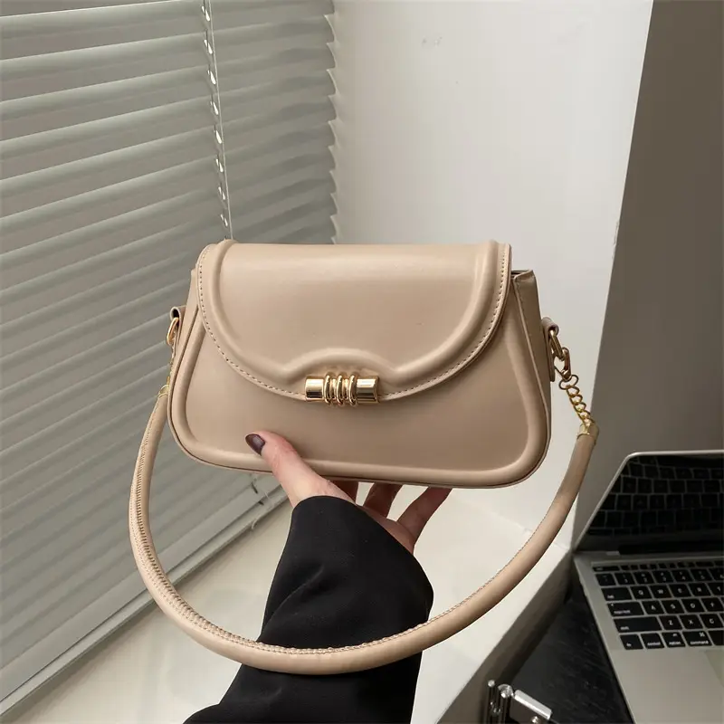 White Underarm Latch Shoulder Crossbody Bag for Women - Image 2