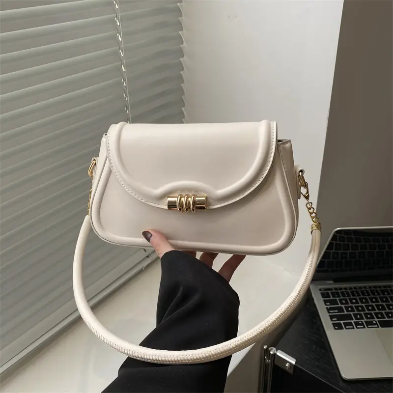 White Underarm Latch Shoulder Crossbody Bag for Women - Image 5