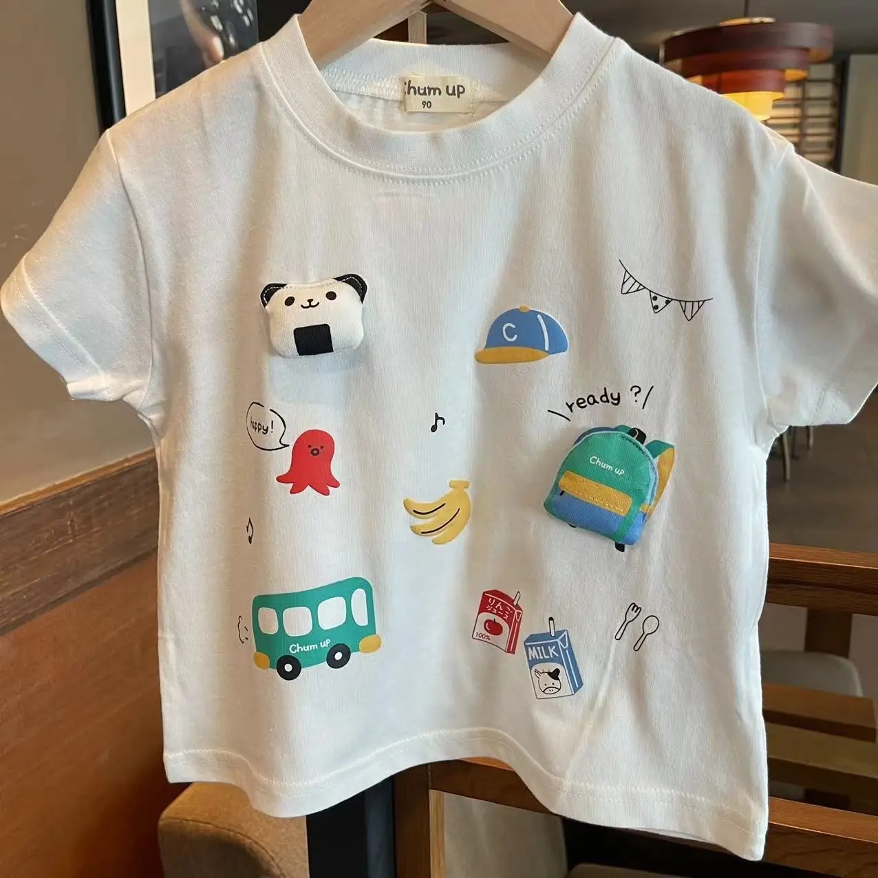 Children's Popcorn T-Shirt Cream 2025 Summer - Image 4