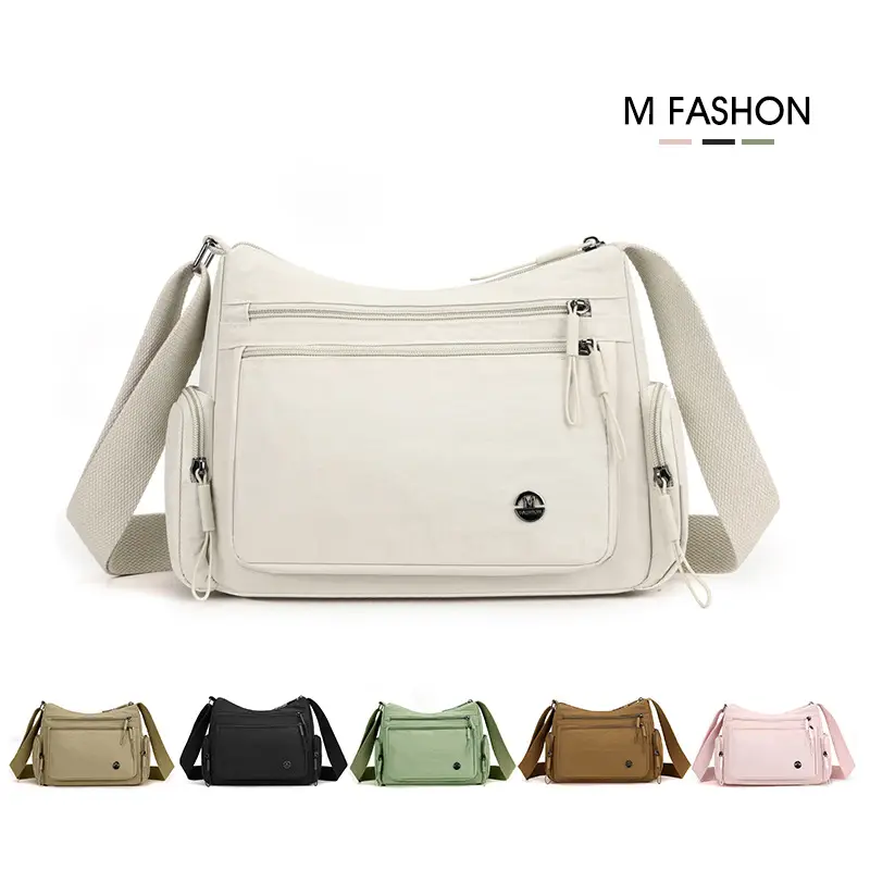 Women's Nylon Travel Crossbody Bag Brown Large Capacity - Image 8