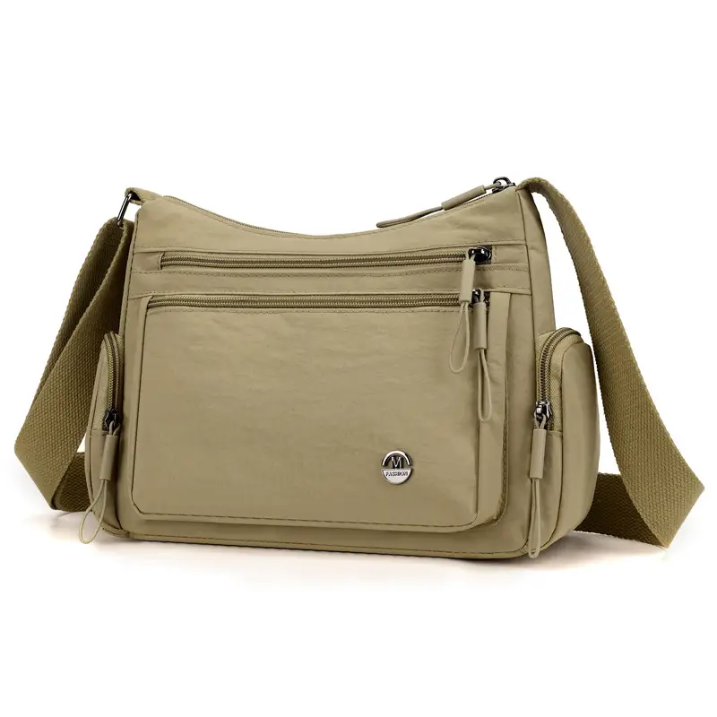 Women's Nylon Travel Crossbody Bag Brown Large Capacity - Image 11