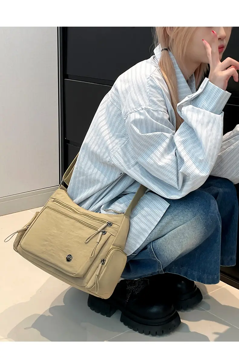 Women's Nylon Travel Crossbody Bag Brown Large Capacity β feature 13