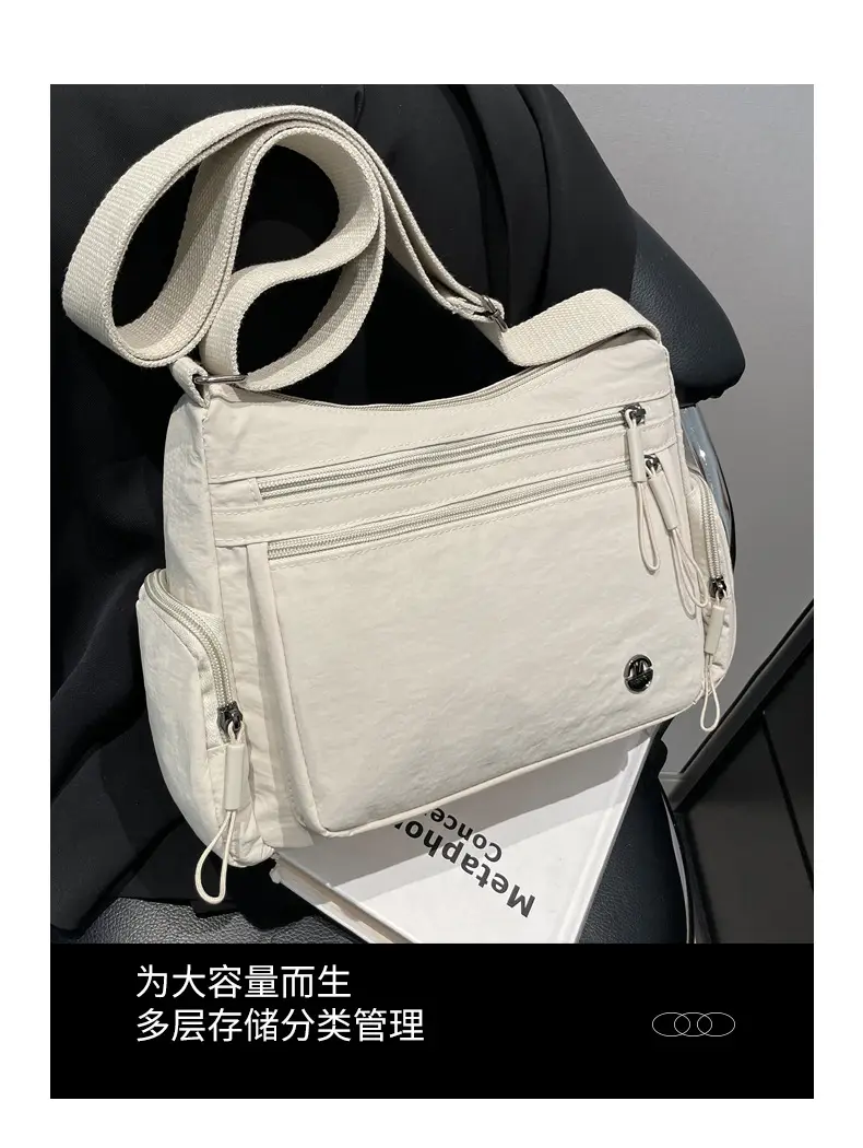 Women's Nylon Travel Crossbody Bag Brown Large Capacity β feature 14