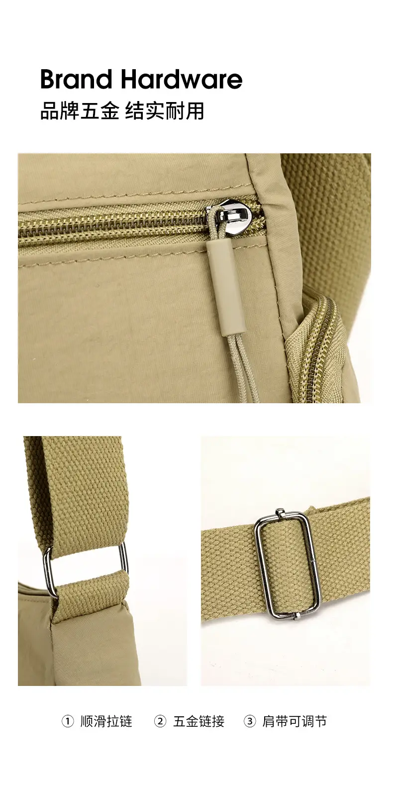 Women's Nylon Travel Crossbody Bag Brown Large Capacity β feature 20