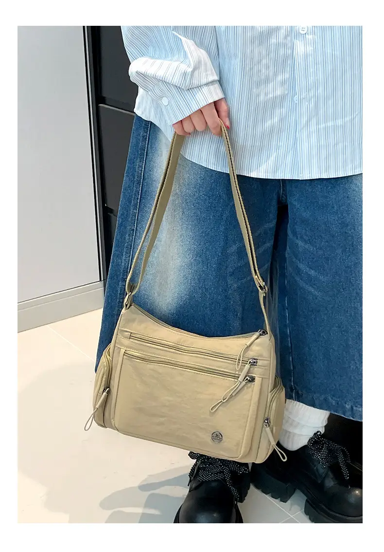 Women's Nylon Travel Crossbody Bag Brown Large Capacity β feature 22