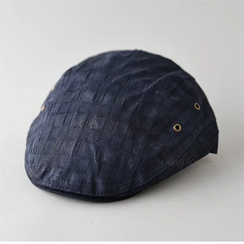 Men's Blue Plaid British Style Cap - Image 6