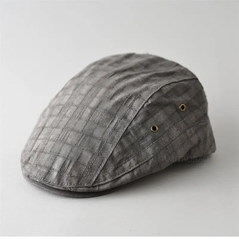 Men's Blue Plaid British Style Cap - Image 8