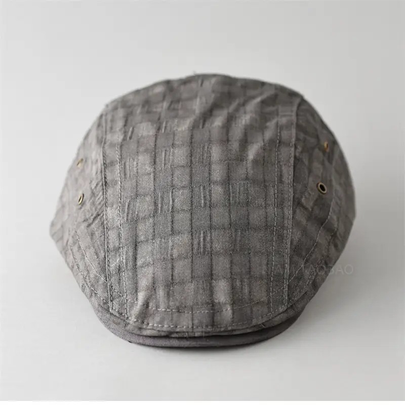 Men's Blue Plaid British Style Cap - Image 9