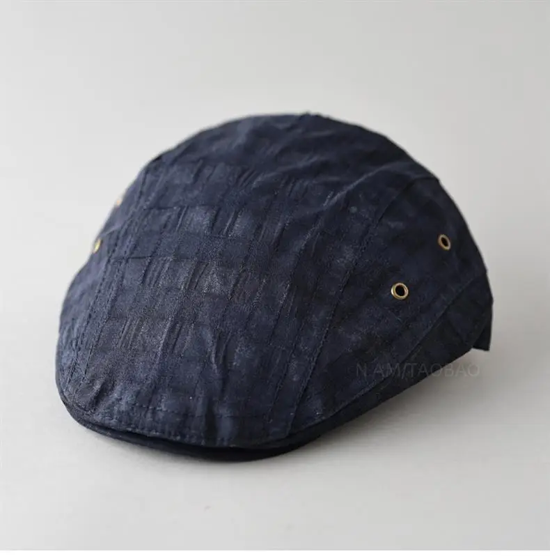 Men's Blue Plaid British Style Cap — feature 2
