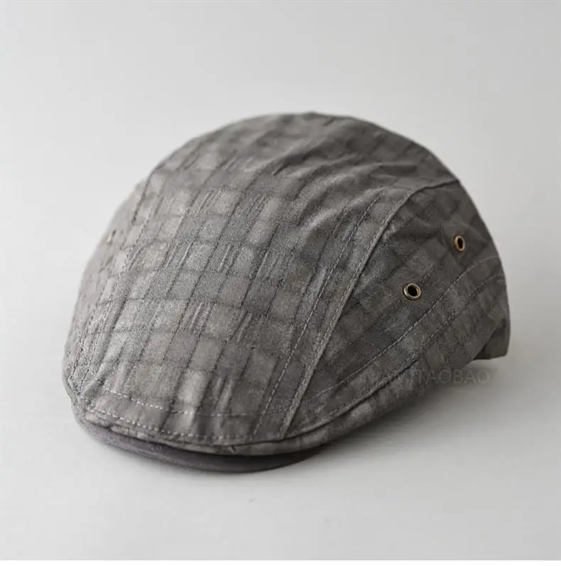Men's Blue Plaid British Style Cap — feature 3