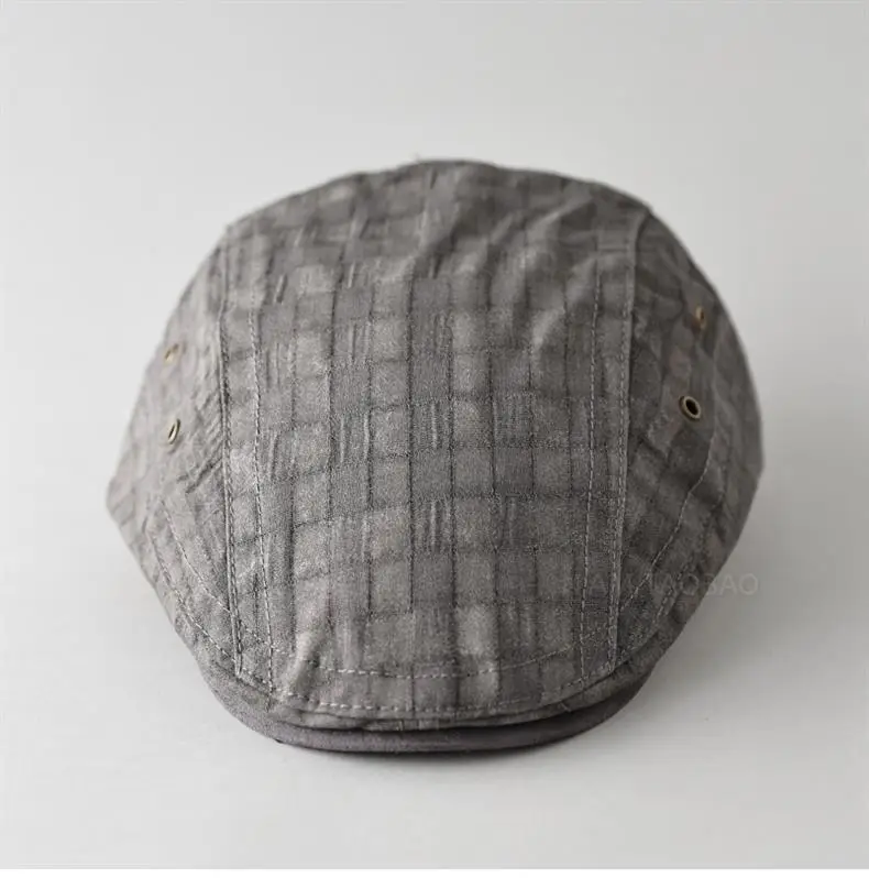 Men's Blue Plaid British Style Cap — feature 5