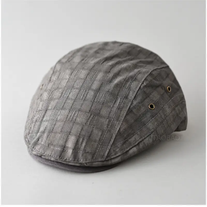 Men's Blue Plaid British Style Cap - Image 3