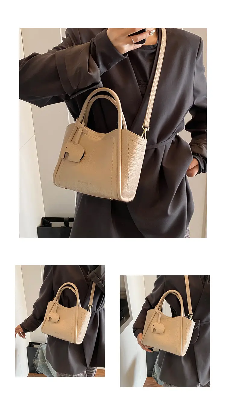 Vintage Fashion Large Capacity Tote Bag Women's 2025 Spring New Fashionable Casual Shoulder Bag Solid Color Simple Crossbody Bag — feature 13