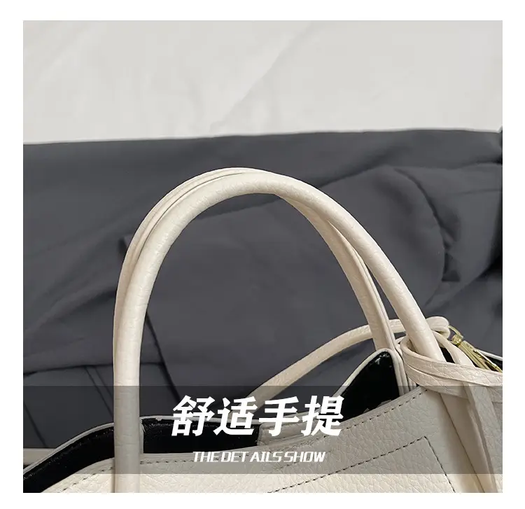 Vintage Fashion Large Capacity Tote Bag Women's 2025 Spring New Fashionable Casual Shoulder Bag Solid Color Simple Crossbody Bag — feature 5