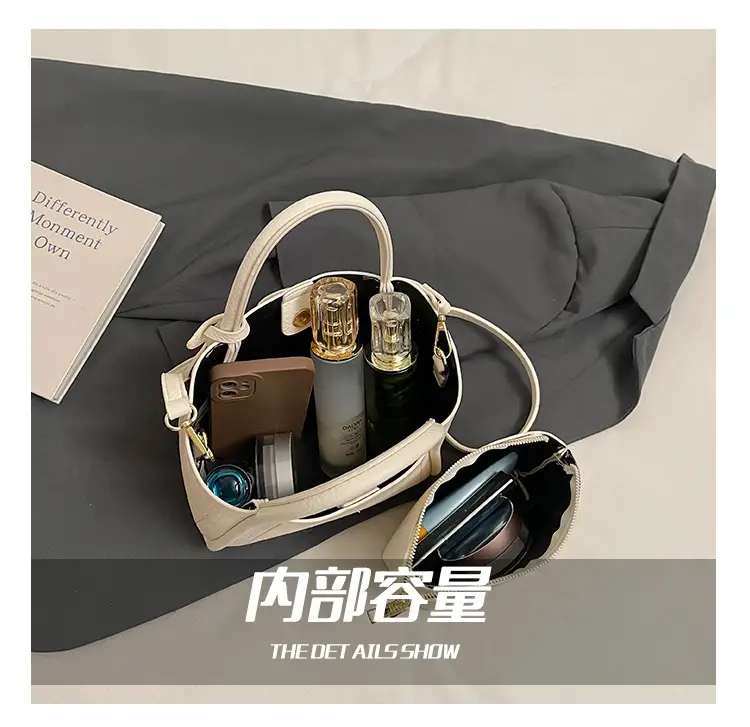 Vintage Fashion Large Capacity Tote Bag Women's 2025 Spring New Fashionable Casual Shoulder Bag Solid Color Simple Crossbody Bag — feature 7