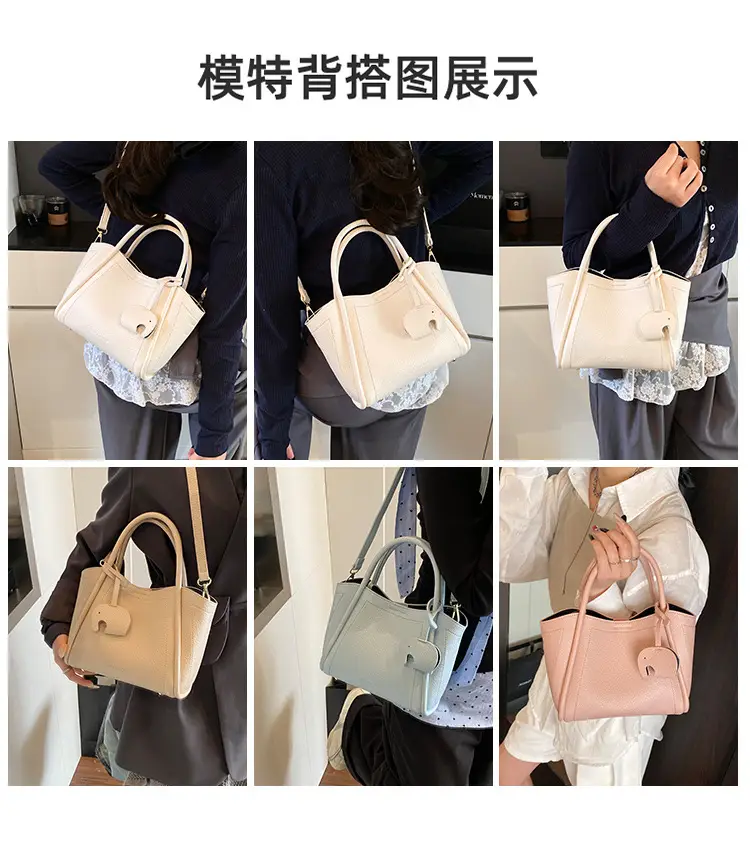 Vintage Fashion Large Capacity Tote Bag Women's 2025 Spring New Fashionable Casual Shoulder Bag Solid Color Simple Crossbody Bag — feature 9
