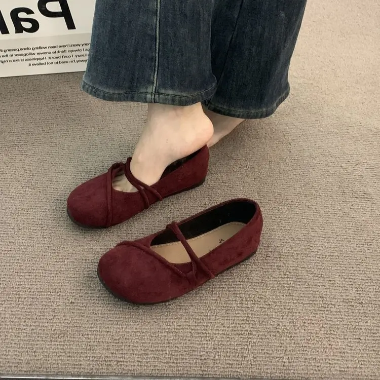 Round Toe Retro Soft Bottom Birkenstocks Shoes Women's 2025 Spring Mary Jane Flat Mori Style Single Shoes Ballet Grandma Shoes - Image 3