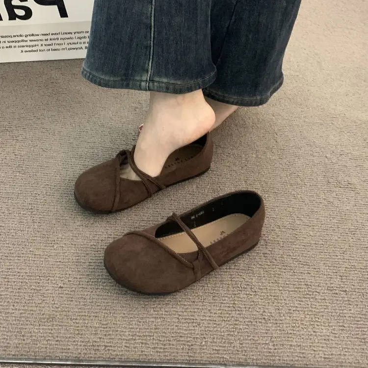 Round Toe Retro Soft Bottom Birkenstocks Shoes Women's 2025 Spring Mary Jane Flat Mori Style Single Shoes Ballet Grandma Shoes - Image 5