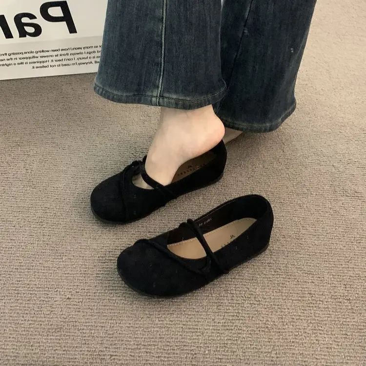 Round Toe Retro Soft Bottom Birkenstocks Shoes Women's 2025 Spring Mary Jane Flat Mori Style Single Shoes Ballet Grandma Shoes — feature 3