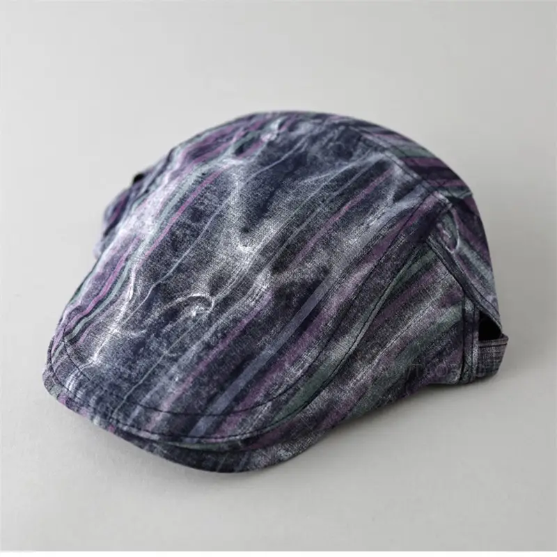 Men Women Stripe Graffiti Cap Spring Purple