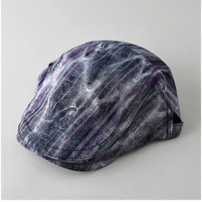 Men Women Stripe Graffiti Cap Spring Purple