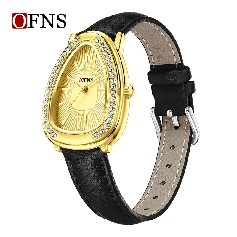 Women's Luxury Quartz Watch with Diamond Bezel and Black Belt - Image 10