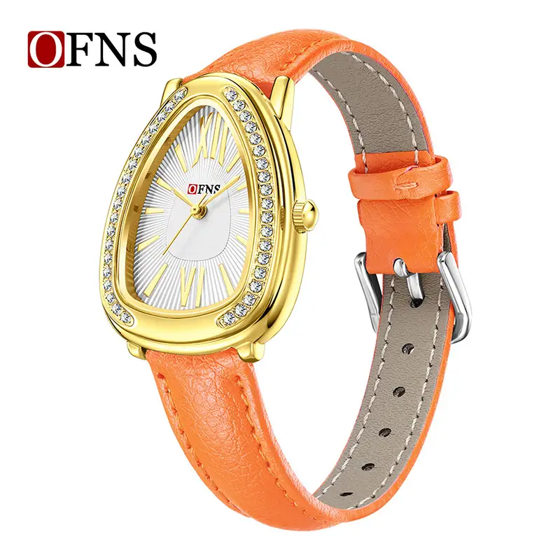 Women's Luxury Quartz Watch with Diamond Bezel and Black Belt - Image 2