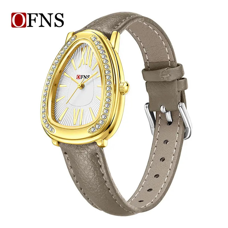 Women's Luxury Quartz Watch with Diamond Bezel and Black Belt - Image 5